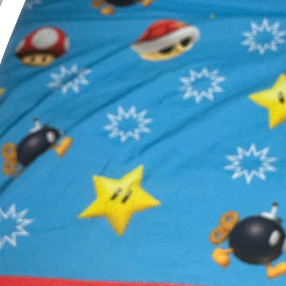 Nintendo Super Mario Brothers Twin Flat Sheet Bomb Star Shell Mushroom Bedding - Picture 3 of 11